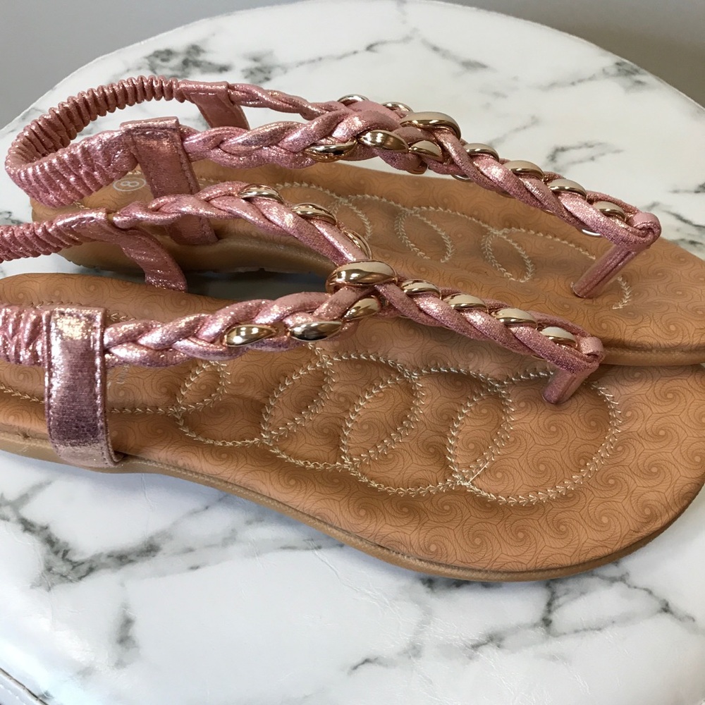 ‼️ Rose Pink Braided Thong Sandal Padded Bottom